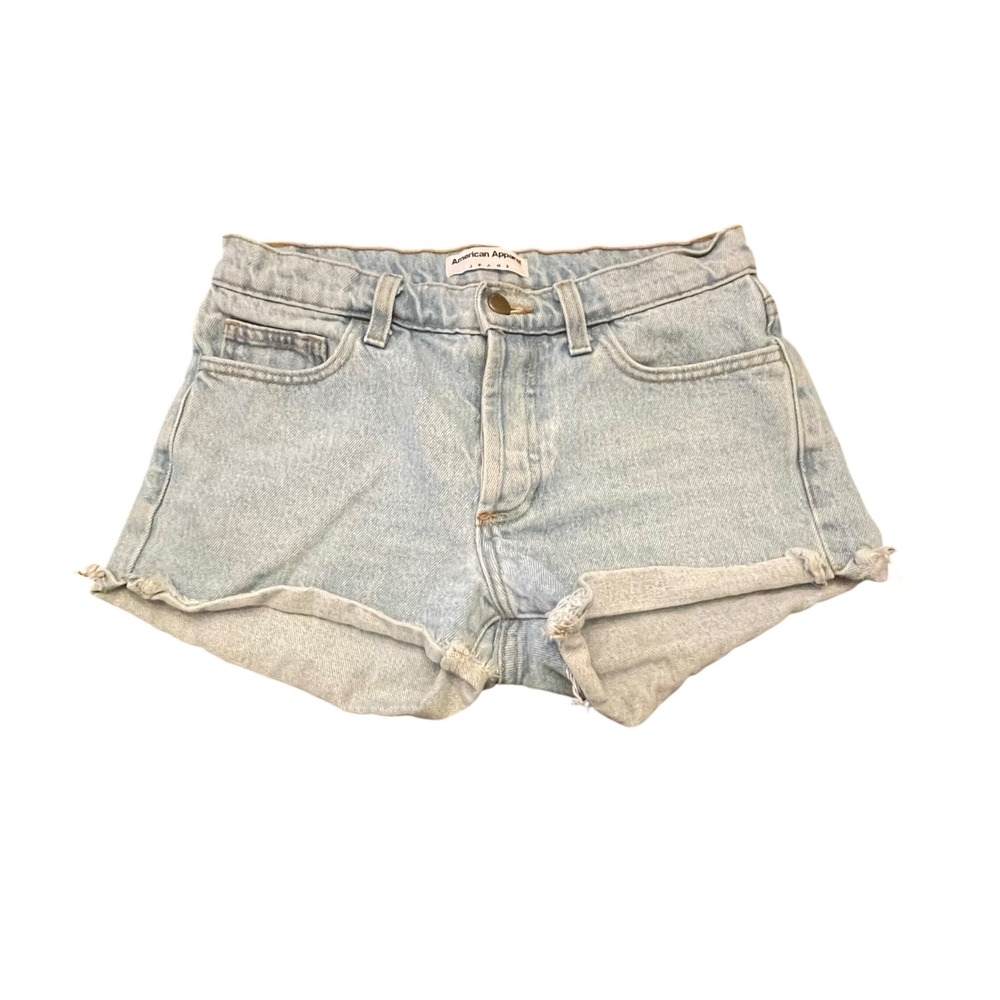 American Apparel Light Wash High Waisted Denim Shorts Made in USA Size 26